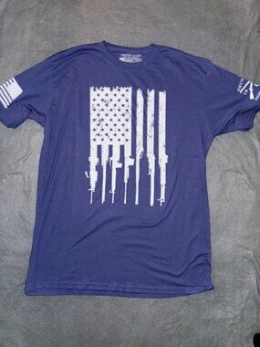 Grunt Style Purple American Flag Rifle Graphic T-Shirt Men’s XL Patriotic Cotton